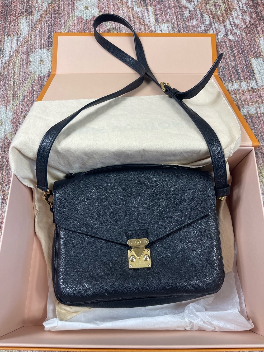 Louis Vuitton Pochette Métis Monogram Empreinte Leather Noir Crossbody Bag